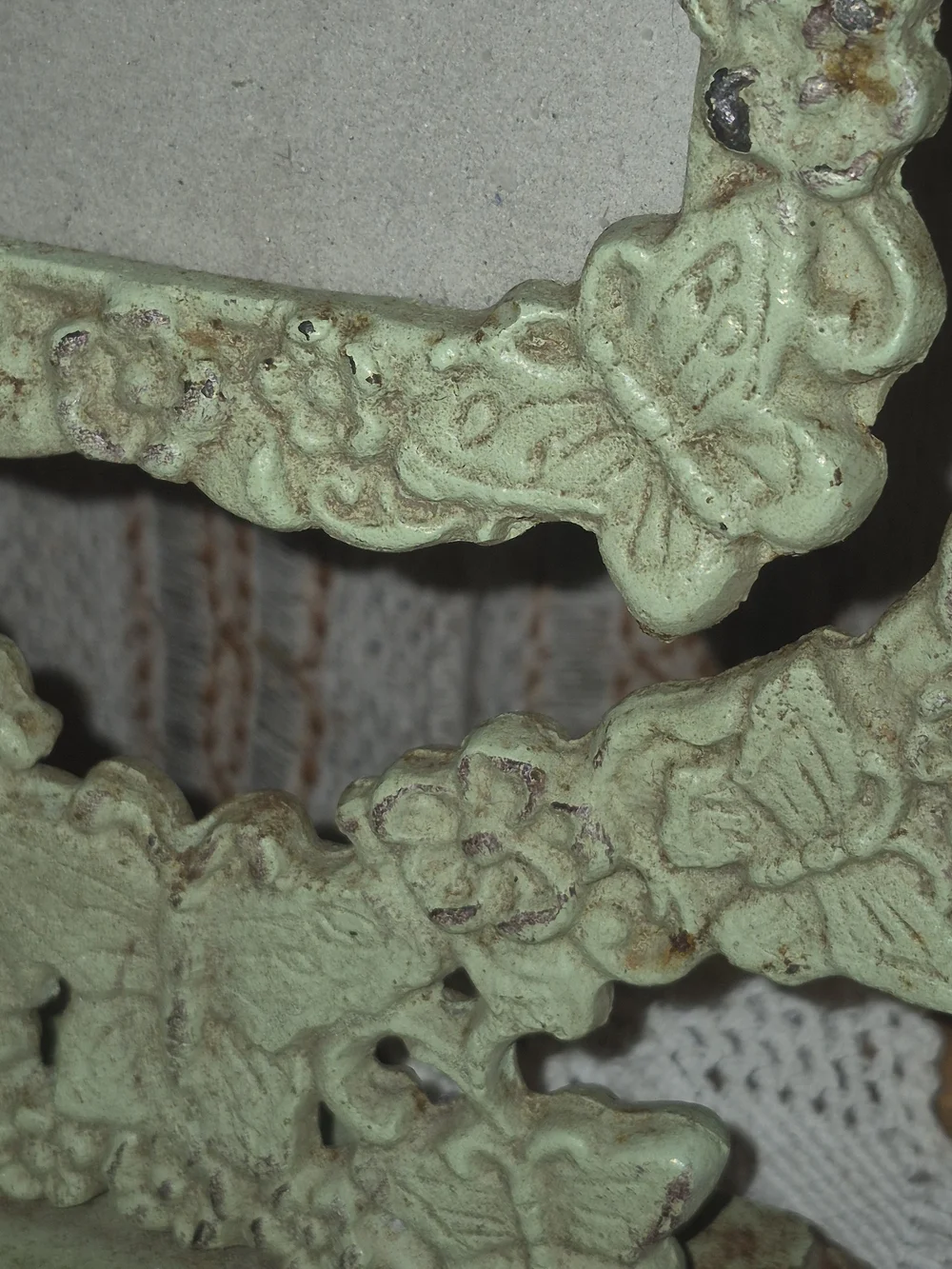 Vintage Ornate Butterfly Cast Iron Frame - Green